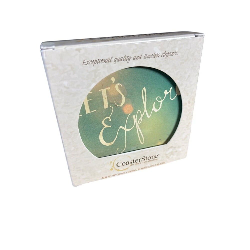 CoasterStone Round Coaster Set of 4 Positive Affirmations Coastal GIFT NIB